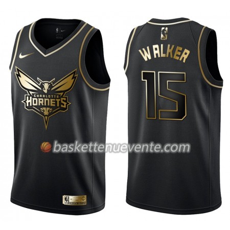 Maillot Basket Charlotte Hornets Kemba Walker 15 Nike Noir Gold Edition Swingman - Homme
